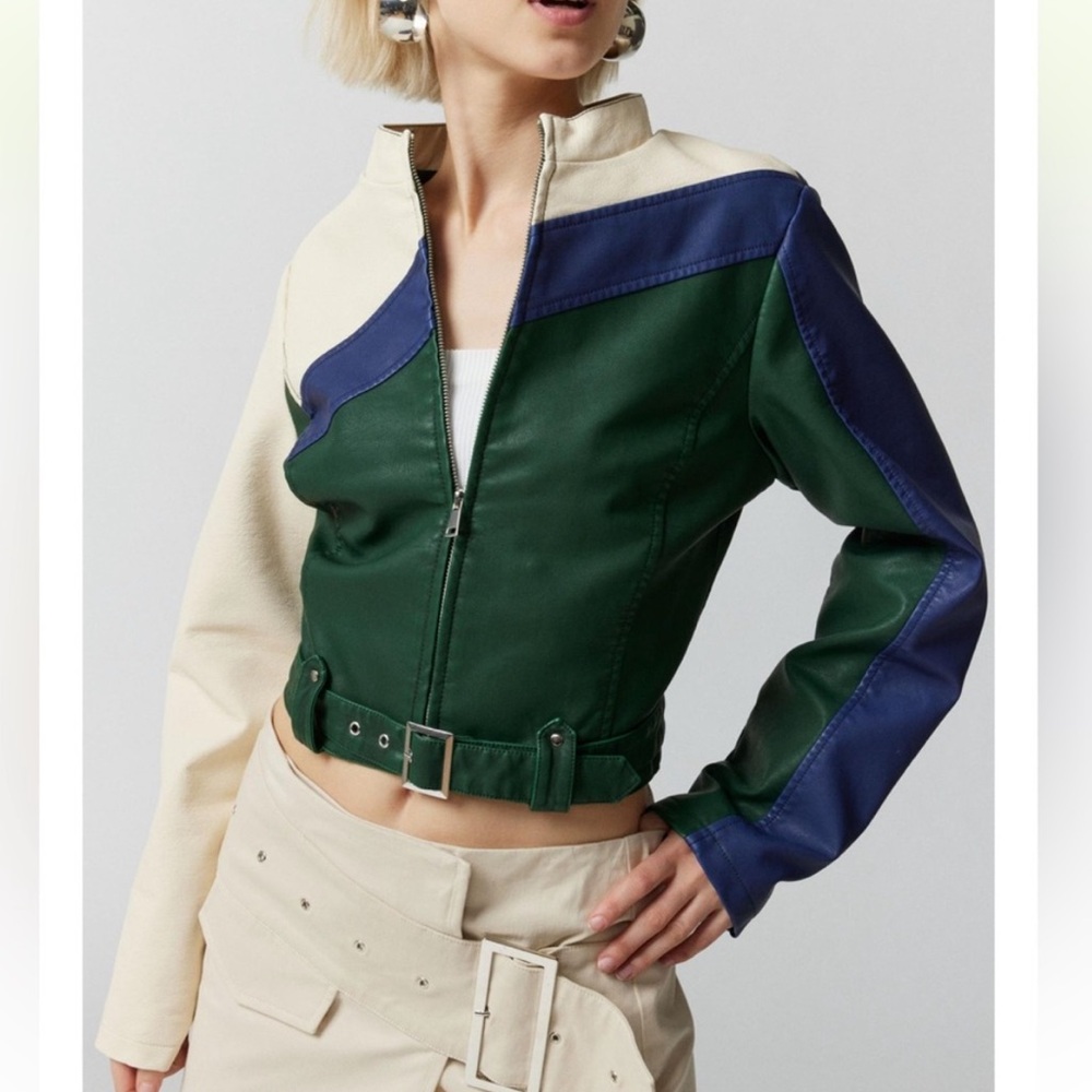 UO Jordan Faux Leather Racer Moto Jacket